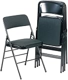 Samsonite 36885CVB4 Fabric Padded Seat/Back Folding Chair, BLK Frame, Cavallaro BLK