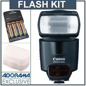 Click here to buy Canon Speedlite 430EX Flash Basic Outfit with 4 NiMH Batteries, Charger, Flashpoint Flash... by Canon.