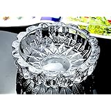 SiCoHome Ashtray Round Glass Ashtray Home Office Tabletop Ashtrays Smoke Collectible Tribal Decoration-5.9"(Glass Round)