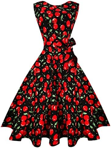 VVTAN Boat Neck Retro 60s Style Pinup Dress Sleeveless (L, VV01-6)