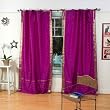 Indo Violet red Tie Top Sari Sheer Curtain (43 in. x 84 in.)
