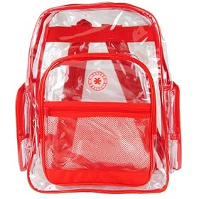 K-Cliffs Clear Transparent PVC Multi-pockets School Backpack/ Outdoor Backpack with Color Trim
