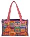 Laurel Burch Long Tote Zipper Top- Cat Masks