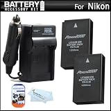 2 Pack Battery And Charger Kit For Nikon 1 J1 Mirrorles Digital Camera Includes 2 Extended (1200Mah) Replacement For Nikon EN-EL20 Batteries + Ac/Dc Rapid Travel Charger + LCD Screen Protectors + MicroFiber Cleaning Cloth