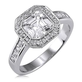 Sterling Silver Ring Asscher Cubic Zirconia CZ Ring - Ideal Gift For Mother, For Her, Birthday, Anniversary, Bridal, Wedding, Engagement
