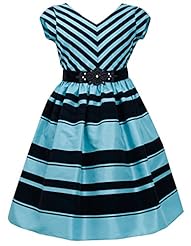 Girls Chevron Print Belted Metallic/Nylon/Polyester/Spandex/Taffeta/Knit  Dress