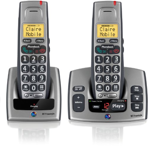 BT Freestyle 750 Twin DECT TAM Phone - Titanium Grey