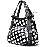 Black Tobi Polka Dot Faux Patent Leather Satchel Bag Handbag Purse