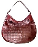 Burberry Elly Studded Berry Patent Leather Hobo 3201045