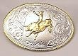 COWBOY RIDING BULL STERLING SILVER/GOLD PLATED  BELT BUCKLE