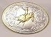 COWBOY RIDING BULL STERLING SILVER/GOLD PLATED  BELT BUCKLE