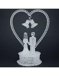 Bride and Groom Figurine Blown Glass Wedding Cake Topper by 