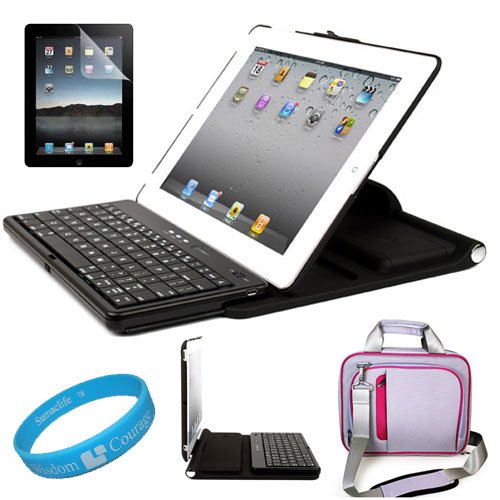 Buy Purple and Pink Durable Messenger Pinn Bag Carrying Case with Removable Shoulder Strap for Apple iPad 2 Tablet (16GB, 32G, 64GB) 