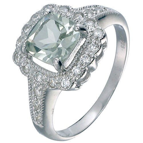 Vir Jewels Sterling Silver Green Amethyst Ring (0.90 CT)
