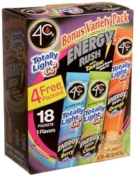 4C Totally Light Bonus Variety Pack, Energy Rush, 18-Count Boxes (Pack of 3)