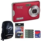 Vivitar Vivicam VX029 10.1MP 2.7IN. LCD Strawberry Red HD Digital Camera Plus 4GB Accessory Kit