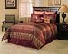 7 Pieces Satin Burgundy Stripe Comforter Set Bed-in-a-bag Queen Size