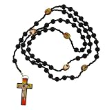 Faux Pearl Black Rosary with Photographs