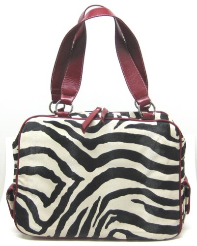 Zebra Print Laptop Bag Carry Case Red Trim Side Pockets Zebra Print Laptop Bag Carry Case Red Trim Side Pockets