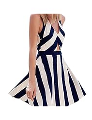 Sexy Sleeveless Summer Striped Print Cocktail Short Evening Dress/Party Dress/Mini Dress 