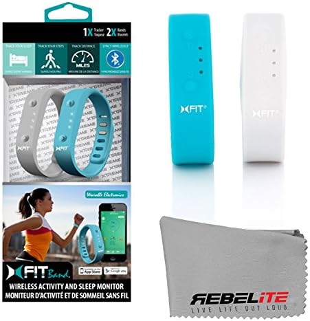 Xfit Wireless Bluetooth Activity / Fitness Tracker With Sleep Monitor - Includes 2 Colored Bands in Total Works for Iphone 6, 6 Plus, 5s, 5c, 5, 4s, Samsung Galaxy S5, S4, S3, Note 2, Tab 4, Ipad 3, Ipad Air, Mini, Ipad, Ipad Retina, Ipad Touch Gen 5 or newer - (Turquoise/Gray)