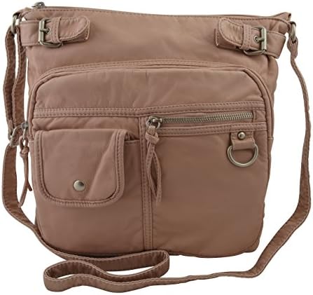 Women's / Girls Messenger Bag Faux Leather Purse Handbag (Blush)