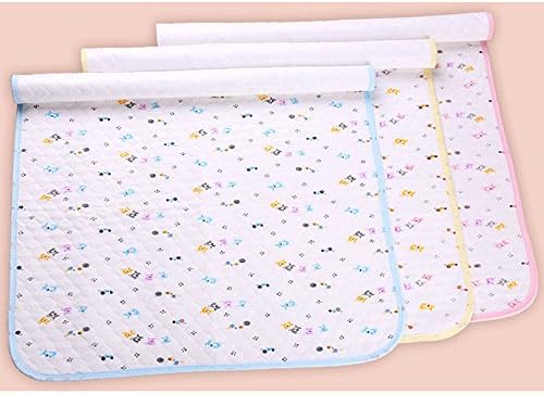 EMUCLAW Baby & Toddler Ecological Cotton Washable / Resuable Waterproof Mattress Pad Sheet Protector, Baby Changing Pad Liners with 3 Layer Diaper Changing Mat Pad with Cute Bear L(20"x41"), Pink