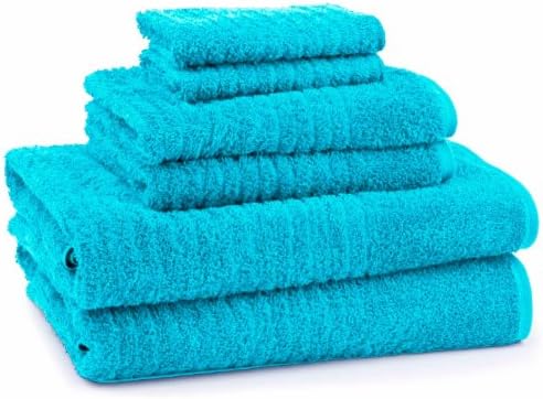 6 Piece 100-Percent Ring Spun USA Cotton Bathroom Towel Set, Blue Atoll