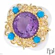 Fpj Attractive Brand New High Quality Ring With 17.05Ctw Precious Stones - Genuine Agate, Amethyst And Turquoises Crafted In 14K Yellow Gold. Total Item Weight 6.0G