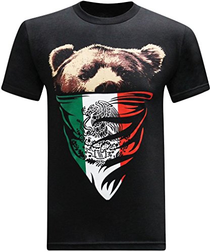 California Republic Men's T-Shirt - (Mexican Flag Bear) - X-Large