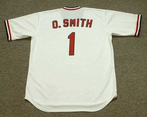 OZZIE SMITH St. Louis Cardinals 1982 Majestic Cooperstown Throwback Home Baseball Jersey, MEDIUM