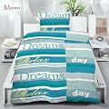 Bettw�sche Garnituren 3-teilig Microfaser Gr�sse 1x Bettbezug 200x200 cm und 2x Kissenbezug 80x80 cm, "Maren" Farbe blau, t�rkis