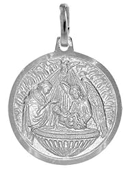 Sterling Silver Nativity Medal Made in Italy 3/4 inch