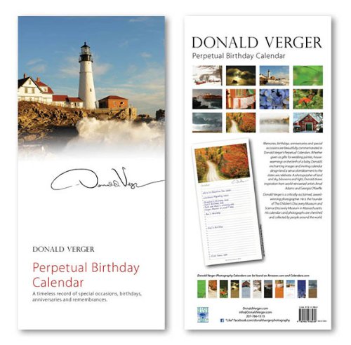 Donald Verger Perpetual Birthday Anniversary Remembrance Photography Calendar Portland Head Light Lighthouse, Maine (Maine Lighthouse Cover) Enduring Gift for Her, Him, Birthdays Brides, Grooms, Bridesmaids, Wedding Showers, Bar Mitzvahs, Bat Mitzvahs, Teachers, Graduates