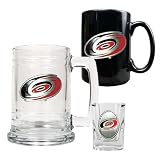 NHL Carolina Hurricanes 15-Ounce Tankard, 15-Ounce Ceramic Mug & 2-Ounce Shot Glass Set - Primary Logo