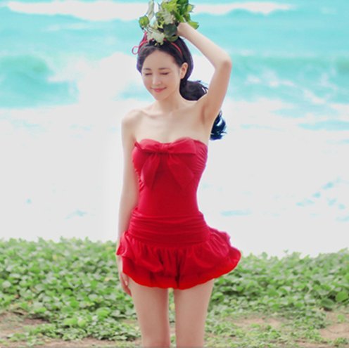 2013 New sexy Women Lady One Piece Roseo Bowknot Size S M L Pad Fashion Monokini/Swimsuit Swimwear Bathing Beachwear Push Up Bikini Set by Oriental-beauty (red, Medium)