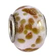 Pandora Style Charm Bead (Z375) - Glass (14mm x 10mm) (fits Troll too) ~ Light Pink with Copper Specks