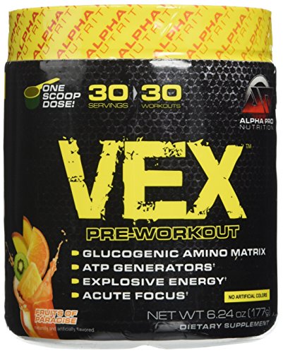 Alpha Pro Nutrition VEX Pre Workout Powder, Explosive Energy with Acute Focus & ATP Generators, Fruits of Paradise, 30 Servings