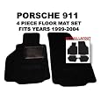 1999 - 2004 Porsche 911 OEM *BLACK* Floor Carpet Mats Matting (Two Piece Front and Two Piece Rear Mats) with PORSCHE Embroidery Monogram - comes with driver side protective heel pad