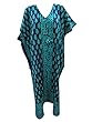 Blue Cotton Caftan Dress Kimono Sleeves Beach Coverup