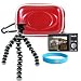 Hard Candy Red Camera Zip Case for Nikon Coolpix L6, L12, L14, L15, L18, L2, L3 + Ultra Flex Tripod + Screen Protector + Wisdom * Courage Wristband