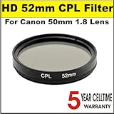 High Definition 52mm UV Filter for Canon 50mm 1.8 Lens + 3 Year Celltime Wa ....
