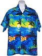 Men's Hawaiian Shirt-Sunsets and Sailboats on Royal