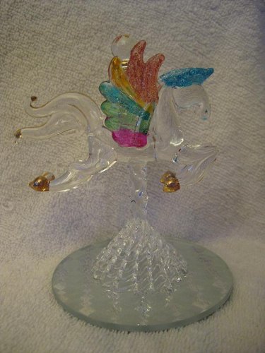24kt Gold Plated Spun Glass Figurine Carousel Horse