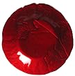 Red Glass Dinner Plate with Leaf Design 10"D