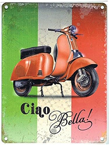 FRENCH VINTAGE METAL SIGN 20x30cm SCOOTER VESPA CIAO BELLA