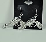 Silver Rock Star Gun Earrings Heavy Metal Rockabilly