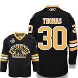 THOMAS #30 Boston Bruins Reebok Premier Third NHL Hockey Jersey w/ 2011 Stanley Cup Patch (NHLPA Certified Custom Sewn Authentic Twill)