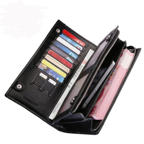 Teemzone men s genuine leather receipt holder fashion c…