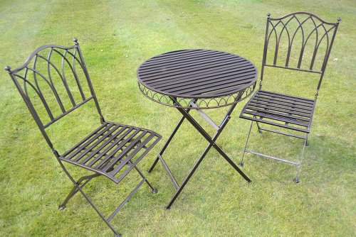 Olive Grove Versailles Style Metal Bistro Set in Antique Bronze Finish top Bistro sets Olive Grove Versailles Style Metal Bistro Set in Antique Bronze Finish picture